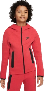 Dětská mikina s kapucí Nike Sportswear Tech Fleece červená