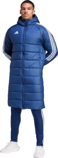 Pánská zimní bunda s kapucí Adidas Tiro 24 Long Coat modrá