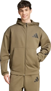 Pánská sportovní bunda s kapucí Adidas Z.N.E. Full-Zip tmavě zelená