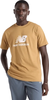 Pánské tričko s krátkým rukávem New Balance Stacked Logo žluté