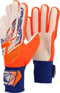 Pánské brankářské rukavice Reusch Attrakt Starter Solid bílo-oranžové