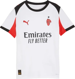 Dětský venkovní fotbalový dres Puma AC Milan 25/26 bílo-černý