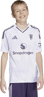 Dětský venkovní fotbalový dres Adidas Manchester United 25/26 bílý