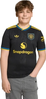 Dětský třetí fotbalový dres Adidas Manchester United 25/26 černý
