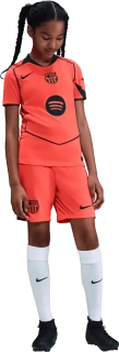 Dětský třetí fotbalový dres Nike FC Barcelona 25/26 oranžový
