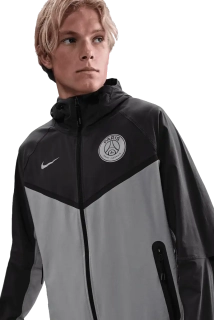 Pánská tkaná bunda se zipem Nike PSG 25/26 Tech Windrunner šedá