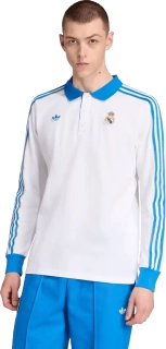 Pánská polokošile Adidas Real Madrid 25/26 Terrace Icons LS bílá