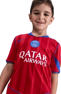 Dětský třetí fotbalový dres Nike PSG 25/26 červený krátký rukáv