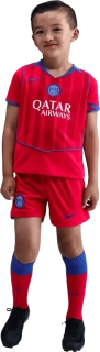 Dětská třetí fotbalová souprava Nike PSG 25/26 červená pro malé děti