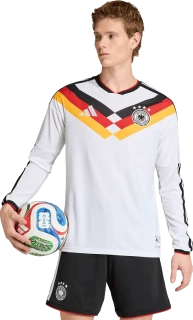 Pánský domácí zápasový dres s dlouhým rukávem Adidas Německo 2026 bílý