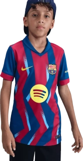 Dětský čtvrtý fotbalový dres Nike FC Barcelona 25/26 modro-červený
