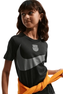 Dětské tričko s krátkým rukávem Nike FC Barcelona 25/26 Swoosh zelené
