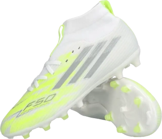 Dětské kopačky lisovky Adidas F50 League Mid FG/AG bílo-žluté