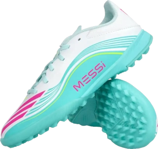 Dětské kopačky turfy Adidas F50 League Messi TF bílo-mátové