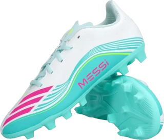 Dětské kopačky lisovky Adidas F50 Club Messi FG/MG bílo-mátové