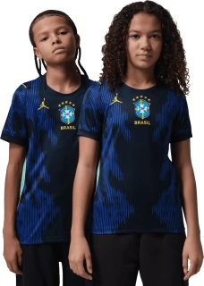 Dětský venkovní fotbalový dres Nike Brazílie x Jordan 2026 modrý