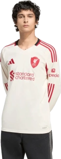 Pánský venkovní dres dlouhý rukáv Adidas Liverpool FC 25/26 béžový