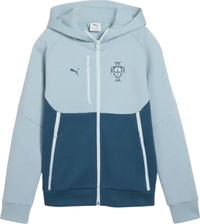 Dětská mikina s kapucí Puma Portugalsko 2026 PUMATECH Full-Zip modrá