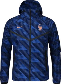 Pánská reprezentační bunda s kapucí Nike France 2026 Tech Woven modrá