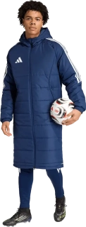 Pánský dlouhý kabát s kapucí Adidas Tiro 26 Long Winter modrý