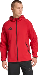 Pánská bunda větrovka s kapucí Adidas Tiro Travel červená