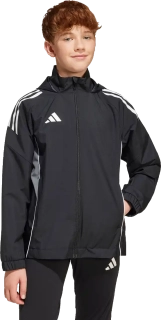 Dětská šusťáková bunda s kapucí Adidas Tiro 25 Competiton Allweather černá