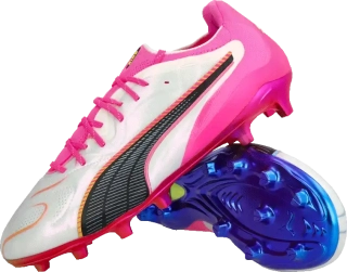 Pánské kopačky lisovky Puma King 20 Ultimate FG/AG bílo-růžové