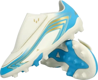Dětské kopačky lisovky Adidas F50 Club Messi Velcro FG/MG bílo-blankytné