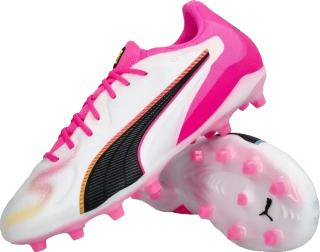 Pánské kopačky lisovky Puma King 20 Pro FG/AG bílo-růžové