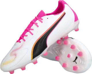 Pánské kopačky lisovky Puma King 20 Match FG/AG bílo-růžové