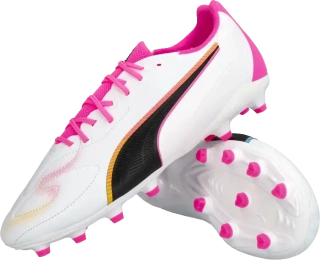 Dětské kopačky lisovky Puma King 20 Match FG/AG bílo-růžové