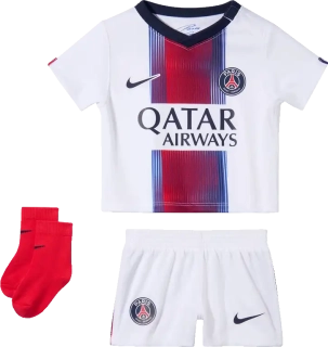 Dětská venkovní fotbalová souprava Nike PSG 26/27 bílá kojenci